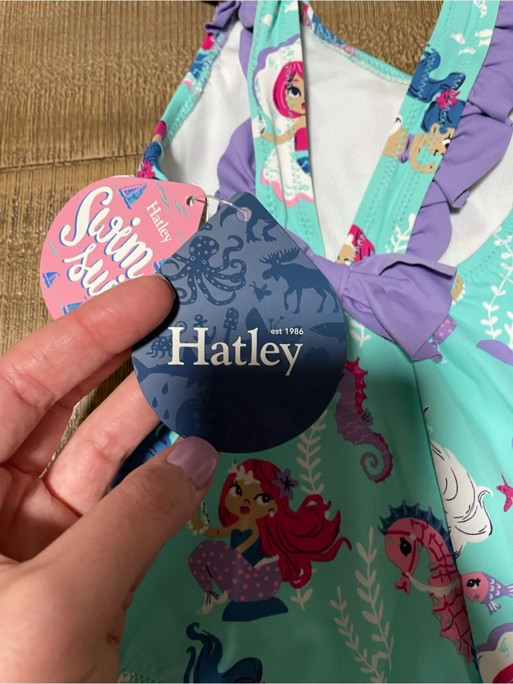 Hatley Toddler Girls' Turquoise Mermaid Print One-Piece Swimsuit - Kids Swim NeW